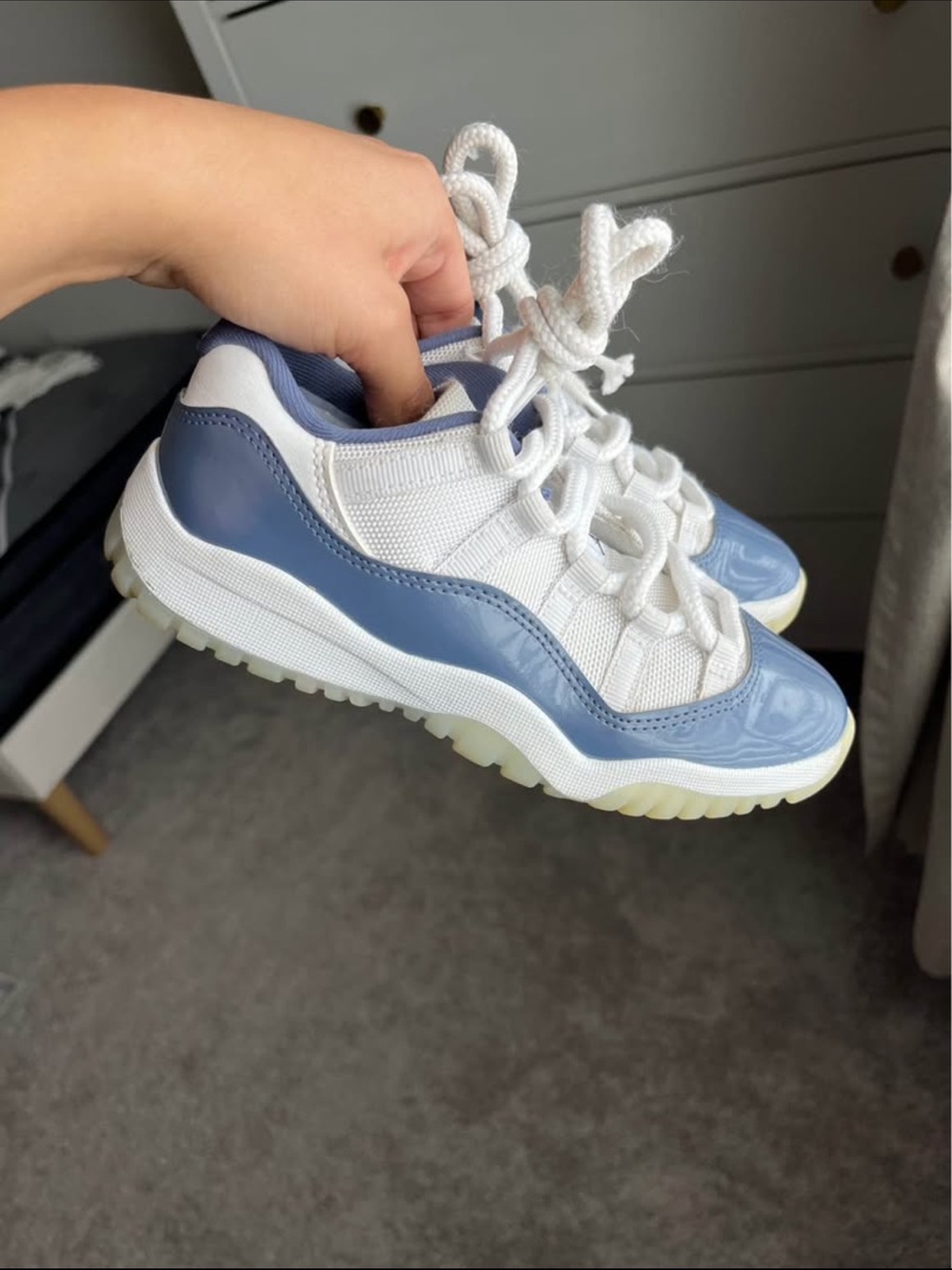 Jordan Kids White and Blue Low-Top Sneakers